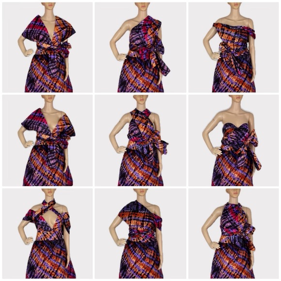 African Print Ankara Fabric Infinity Midi Dress - Picture 11 of 12